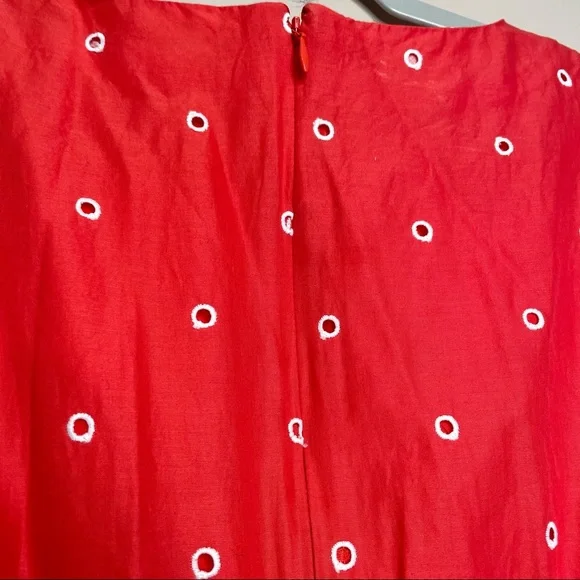 Boden Lucinda Broderie Eyelet Coral Red cotton midi dress size 8 Regular - Picture 4 of 8